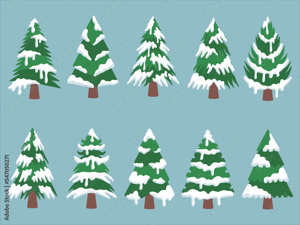 Christmas Pine Tree Snow Watercolor