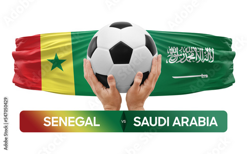 Senegal vs Saudi Arabia national teams soccer football match competition concept. © prehistorik