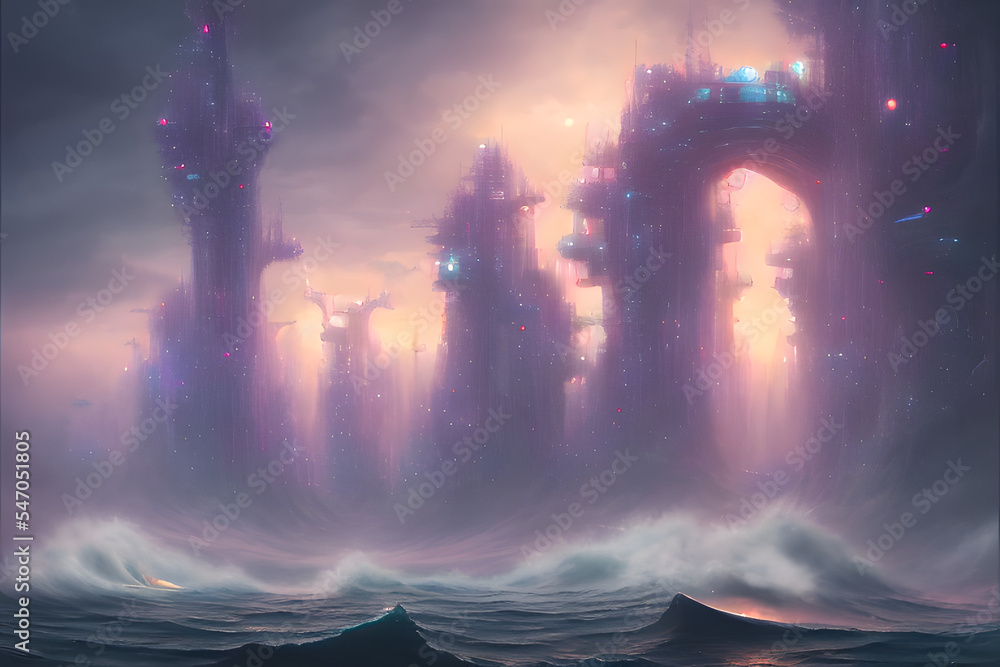 Futuristic Fantasy City, Digital Art