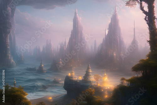 Futuristic Fantasy City, Digital Art © Ethan