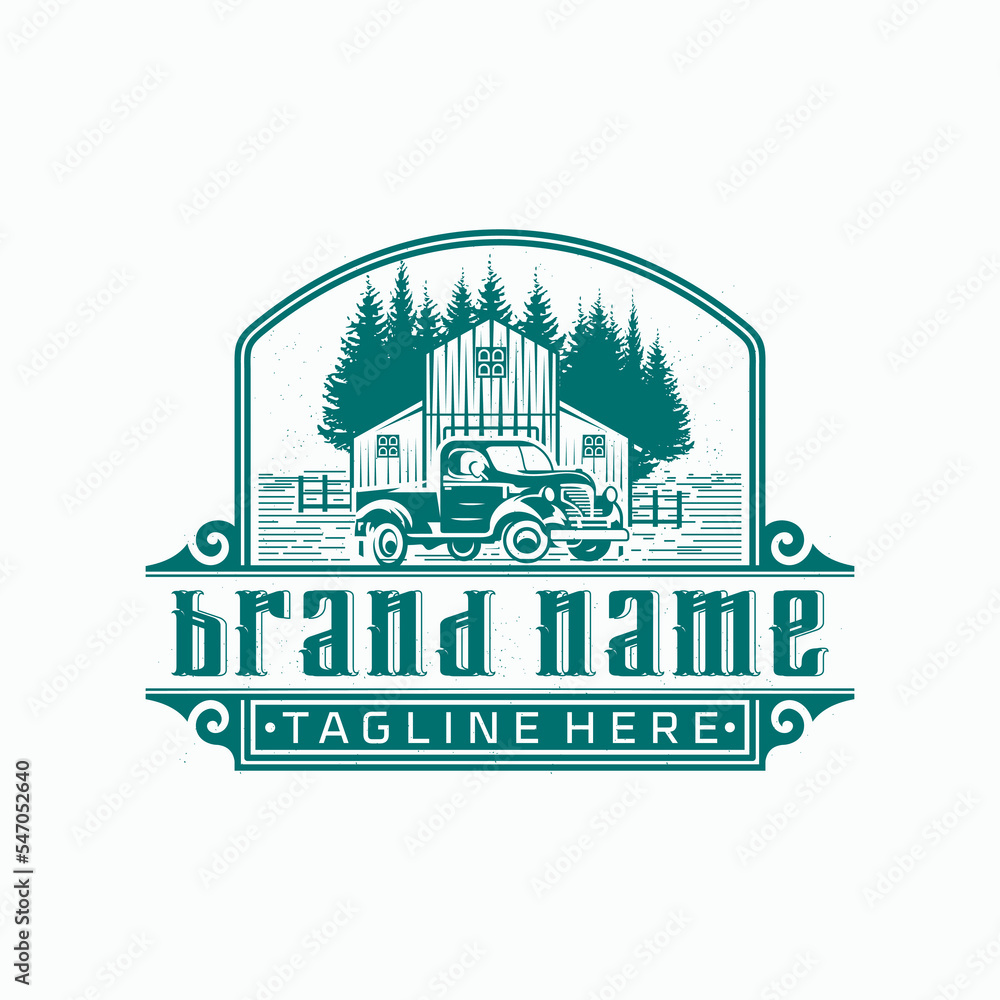 Farm barn logo label design template