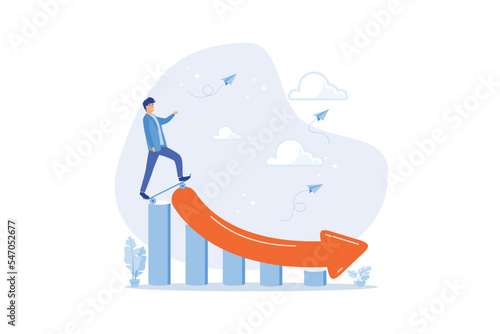 Prepare for economic down fall, collapse recession or financial crisis causing stock and crypto market to fall down concept, flat vector modern illustration