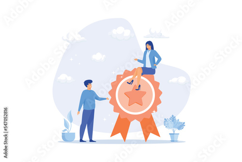 Professional or expert who success and win award, best office employee or specialist with skills to achieve goal concept, flat vector modern illustration photo