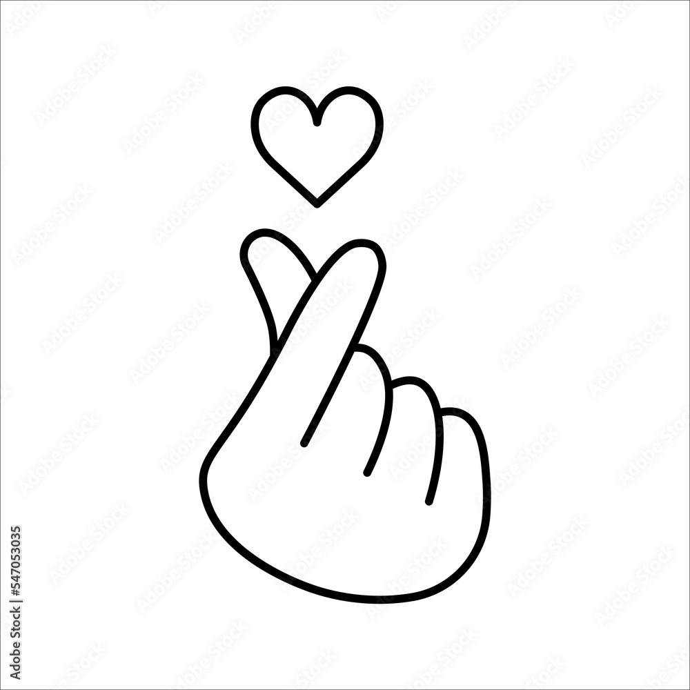 Korean love sign. Finger love symbol. valentine's day poster decoration