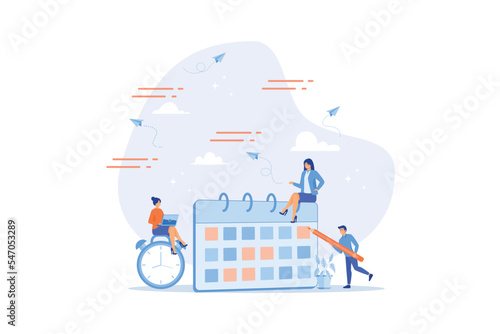 Schedule calendar, team meeting or appointment, project planning or time reminder, manage timeline concept, flat vector modern illustration