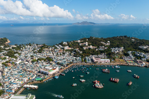Aerial view of Cheung Chau island in Hong Kong city © leungchopan