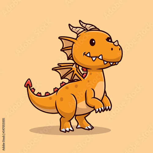Cute Dragon Cartoon Vector Icon Illustration. Animal Nature  Icon Concept Isolated Premium Vector. Flat Cartoon Style © catalyststuff