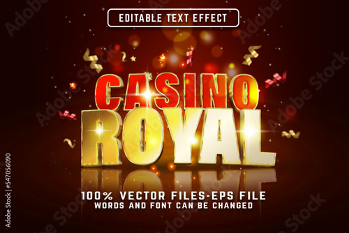 Casino Royal 3d text effect with golden style premium vectors