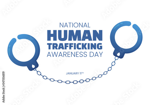 National Human Trafficking Awareness Day on January 11th to Handle with Life, Slavery and Violence in Society in Flat Cartoon Hand Drawn Illustration