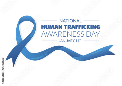 National Human Trafficking Awareness Day on January 11th to Handle with Life, Slavery and Violence in Society in Flat Cartoon Hand Drawn Illustration