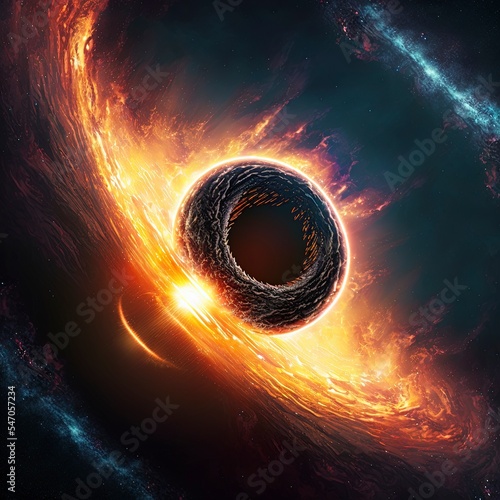 Fototapeta black hole and a disk of glowing plasma