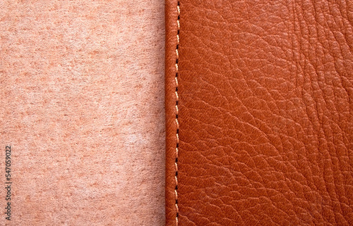 brown leather label with seam