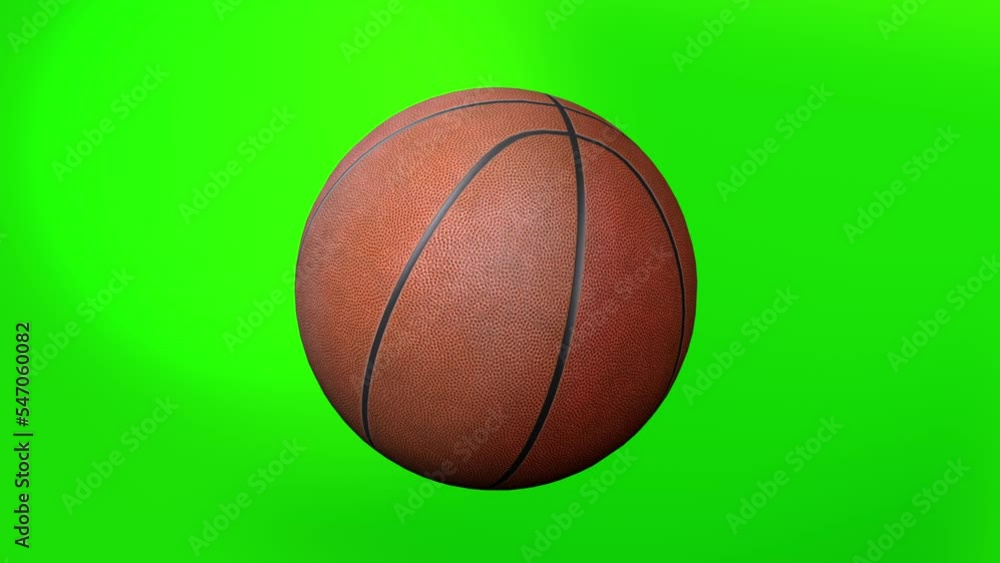 Basketball Ball on Green Screen. Basketball 3D Animation of Spinning Ball 3D rendering Basketball Ball on Green Screen. Basketball 3D Animation of Spinning Ball 3D rendering