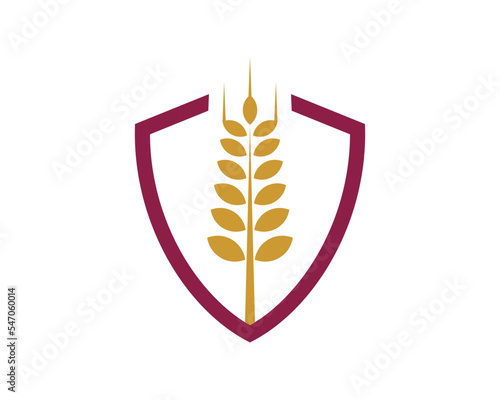 Shield shape with wheat inside