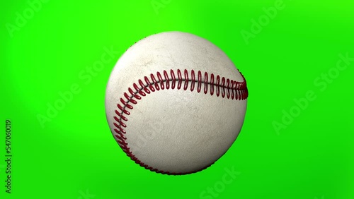 Baseball ball rotation Realistic in green screen 3D rendered	