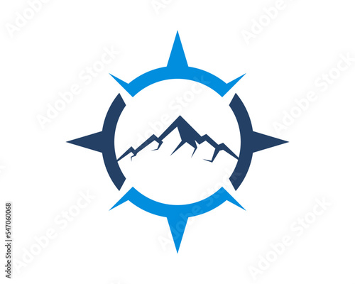 Compass shape with mountain inside