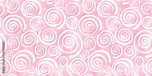 Barbie pink seamless hand drawn kidult pinwheel squiggly line spiral doodle fabric pattern. Cute watercolor swirl background texture. Girly girl birthday, baby shower or nursery wallpaper design.