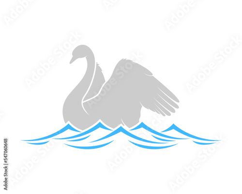 Fototapeta Naklejka Na Ścianę i Meble -  Swan silhouette with water on bottom