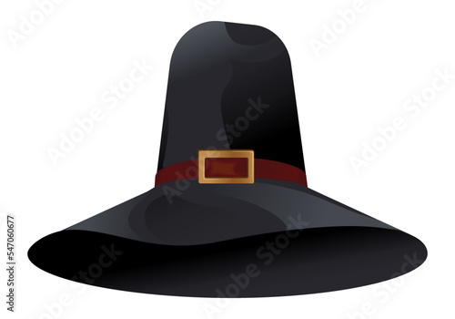 Black pilgrim hat, costume element for Thanksgiving holiday