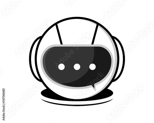 Robot head with bubble chat inside