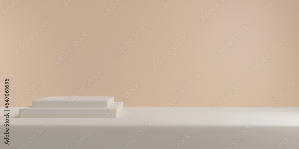 Fototapeta premium 3D background scene with podium. Minimal product display mockup with geometric shape object. 3D rendering. 