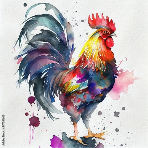 Billede på lærred Colorful free range male rooster poultry farming Chicken breeds series farm bird
