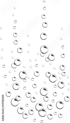 Bubbles of fizzy drink, air or soap. Vertical streams of water. Outline illustration. 