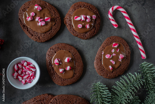 candy cane christmas chocolate cookies