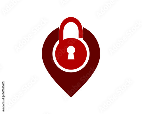 Location pin with padlock inside