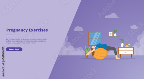 pregnant exercise concept for website landing homepage template banner or slide presentation cover