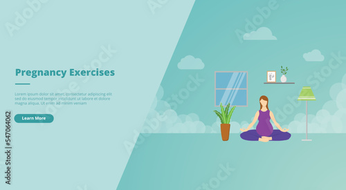 pregnant exercise concept for website landing homepage template banner or slide presentation cover
