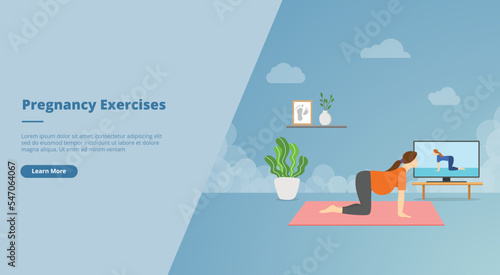 pregnant exercise concept for website landing homepage template banner or slide presentation cover