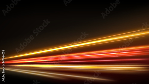 Colorful light trails, long time exposure motion blur effect. Vector Illustration