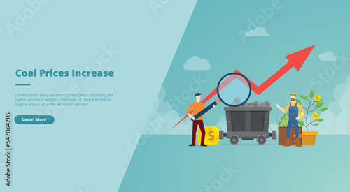 coal price increase concept for website landing homepage template banner or slide presentation cover