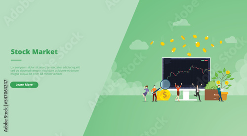 stock market concept for website landing homepage template banner or slide presentation cover
