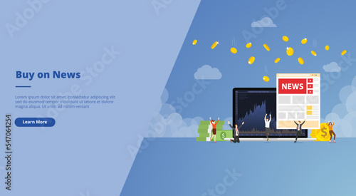 buy on news concept stock market for website landing homepage template banner or slide presentation cover