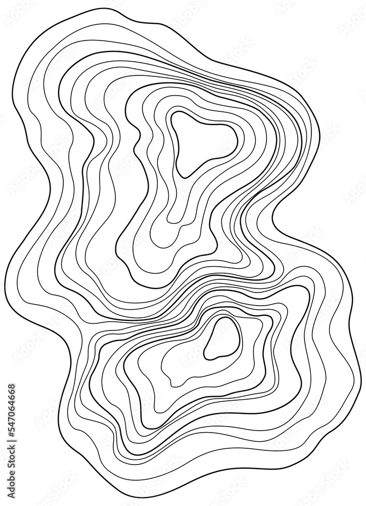 Abstract tree ring. Png topographic map design element. Contour map concept. Thin wavy lines.