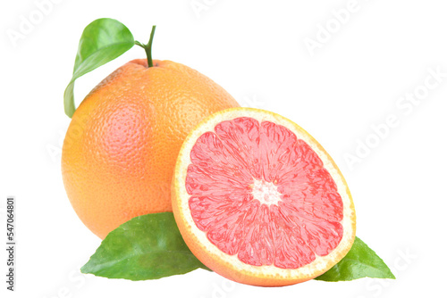 Grapefruit with leaves isolated