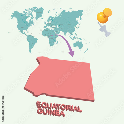 3D World map. Equatorial Guinea on Earth