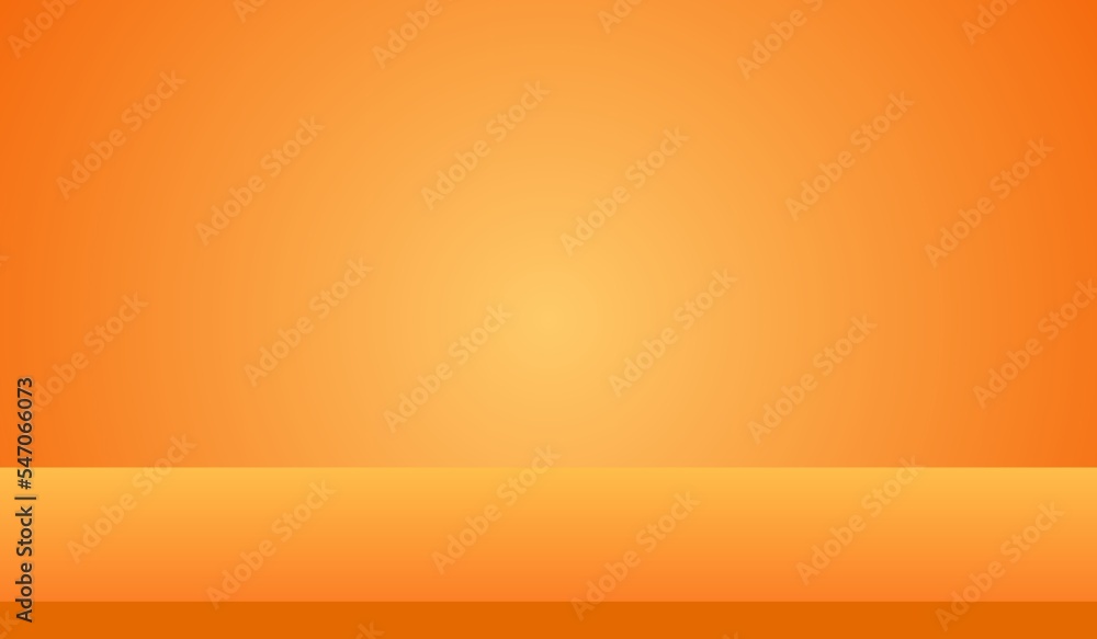 Minimalist blank orange 3d background with empty product display