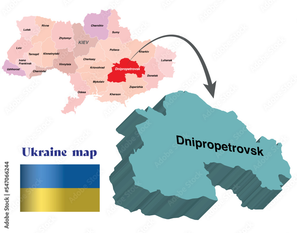 Obraz premium Ukraine map and cities 3D