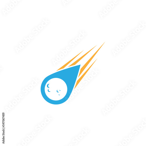Editable vector logo of a falling meteor isolated on a white background