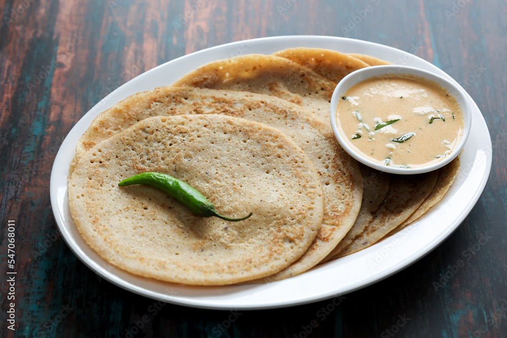 Fotka „Wheat dosa , Dosai, ghee dosa, tomato coconut chutney popular