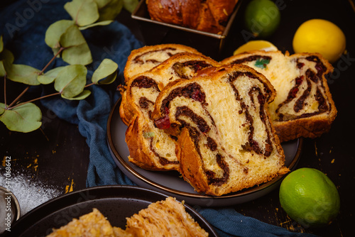 Canvas Print Romanian traditional wlnut sweet bread - cozonac