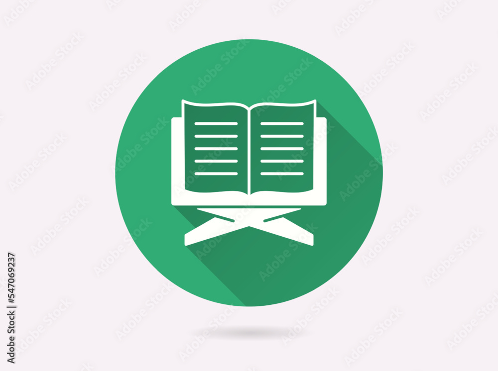 Holy Quran icon with long shadow for graphic and web design. Holy Quran icon with long shadow for graphic and web design.