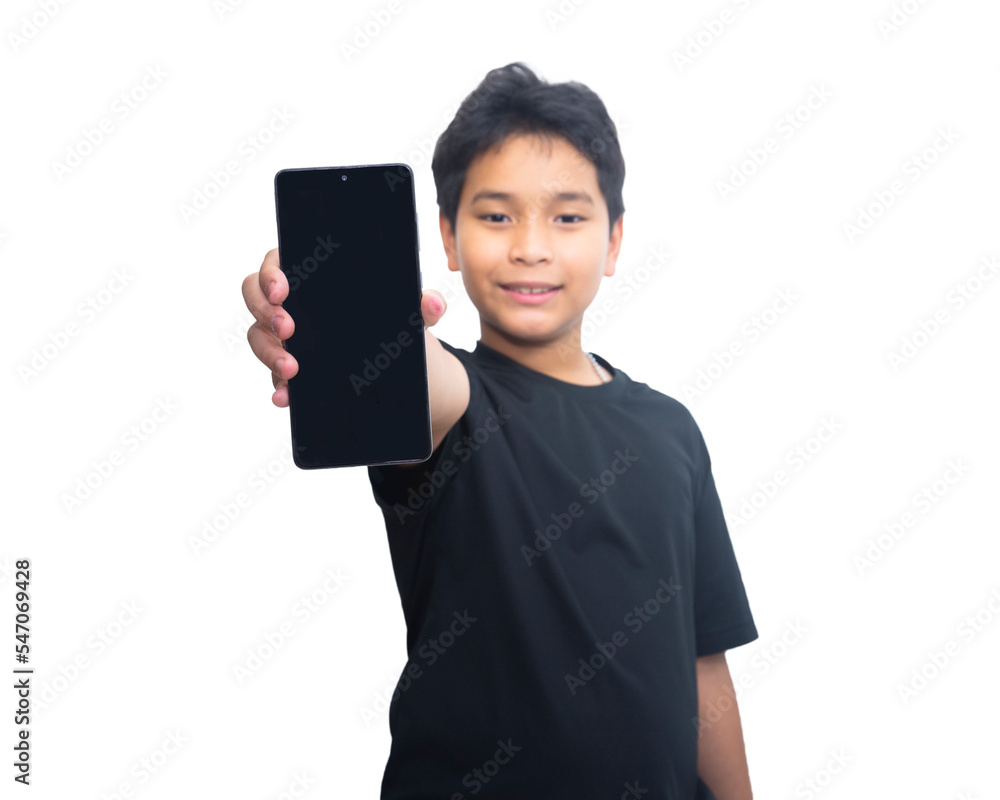 Schoolboy shows a mobile phone screen. E-learning. Modern education with the concept of mobile devices and tablets. Selective focus on the smartphone. Schoolboy shows a mobile phone screen. E-learning. Modern education with the concept of mobile devices and tablets. Selective focus on the smartphone.