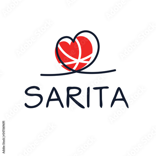 (Sarita) Calligraphy name, Vector illustration. photo