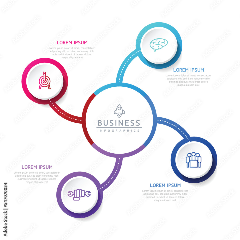 Circular Connection Steps business Infographic Template with 4 Element Circular Connection Steps business Infographic Template with 4 Element