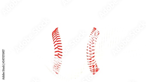 White-red baseball with white mathematical geometric grid line wave under white background. Concept 3D CG of sports technology, strategic ideas and intellectual analysis of operations.