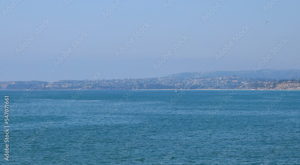 Pacific Ocean with the coast of San Clemente in the distance in Orange County, California, USA Pacific Ocean with the coast of San Clemente in the distance in Orange County, California, USA
